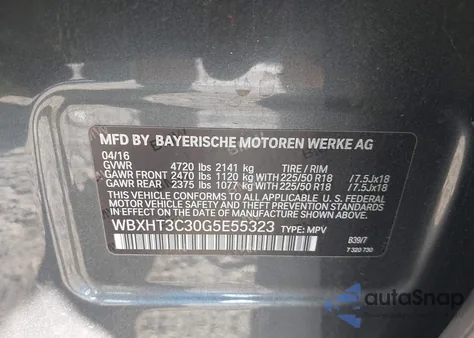 2016 BMW X1 xDrive28I из США, поврежденный, VIN WBXHT3C30G5E55323